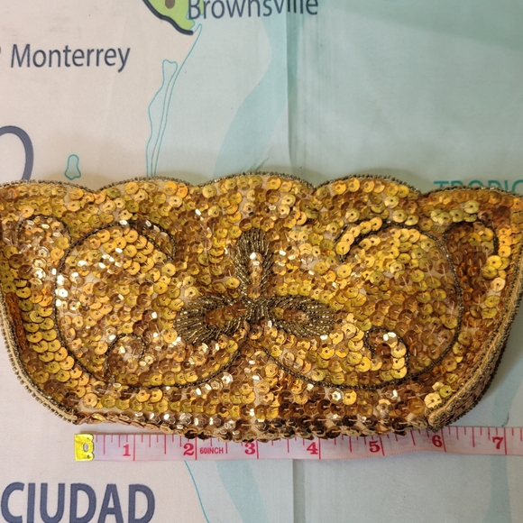 Vintage 1950s Gold Sequin Clutch Bag Purse - Picture 11 of 12